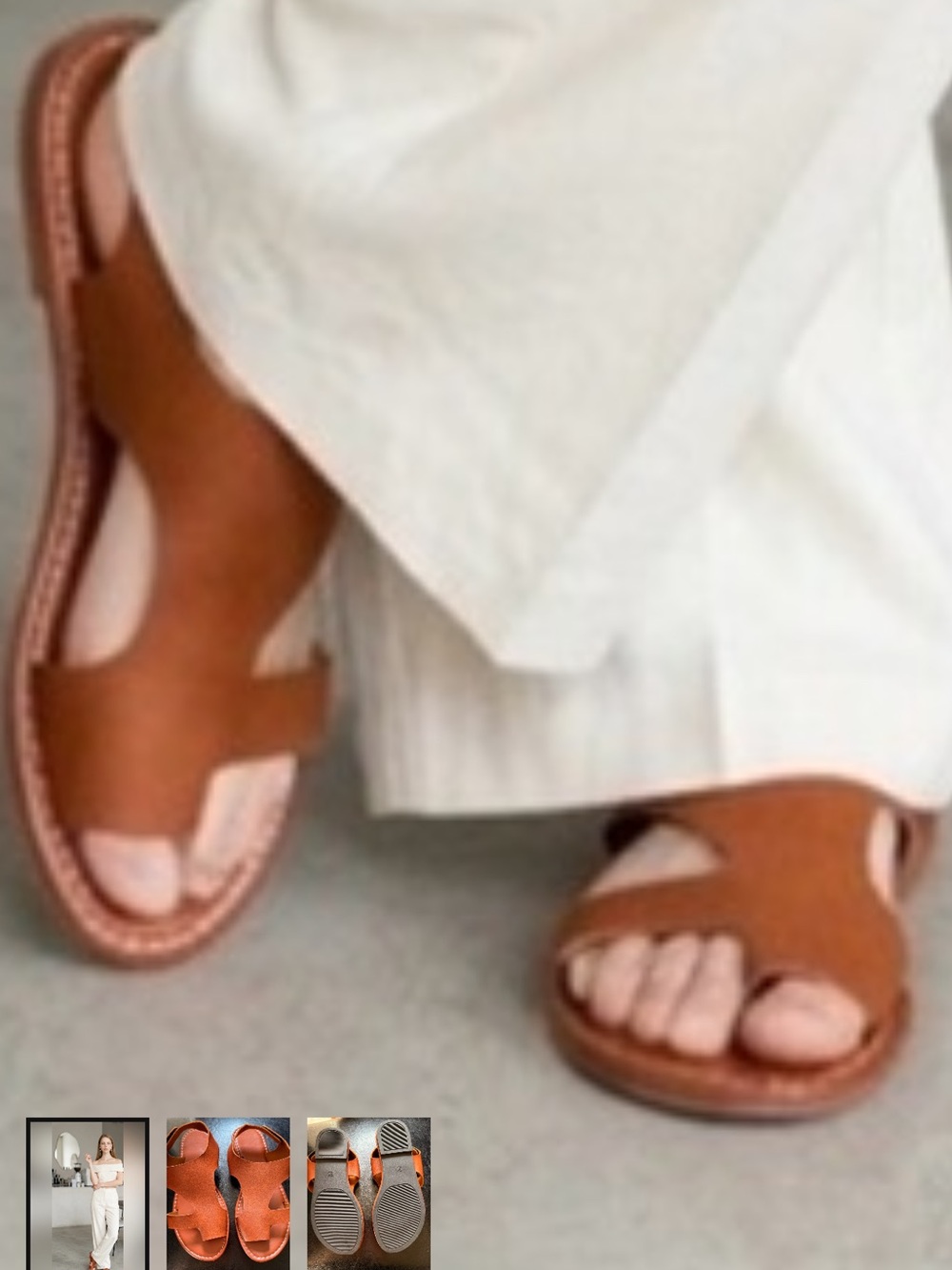 Women’s Brown H Cutout Flat Slide Sandals Size 37 Casual Summer Comfort Shoes